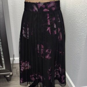 ANTONIO MELANI Black and Purple Floral Midi Skirt